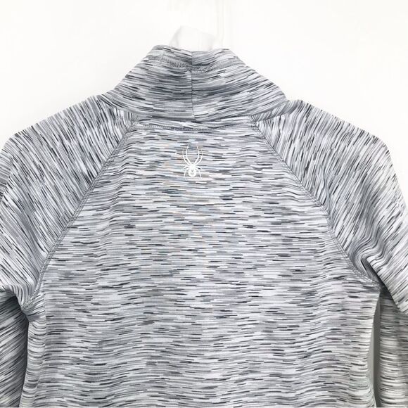Spyder Active Gray White Marled Heather Print Turtleneck Activewear Pullover - Picture 8 of 16